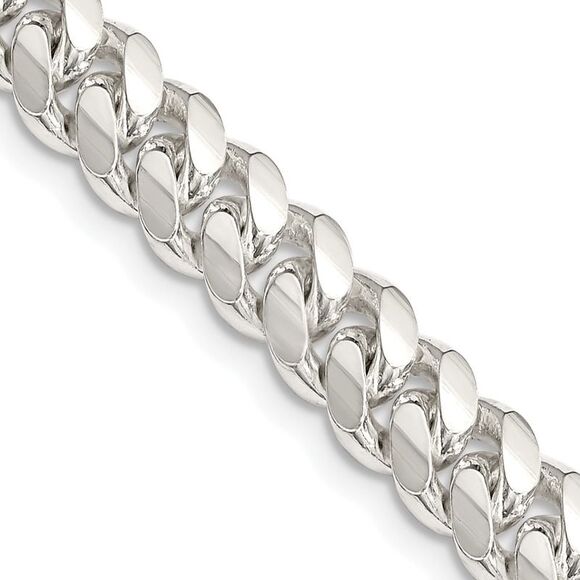 Kazi Luxury Sterling Silver 7.25mm Polished Domed Curb Chain